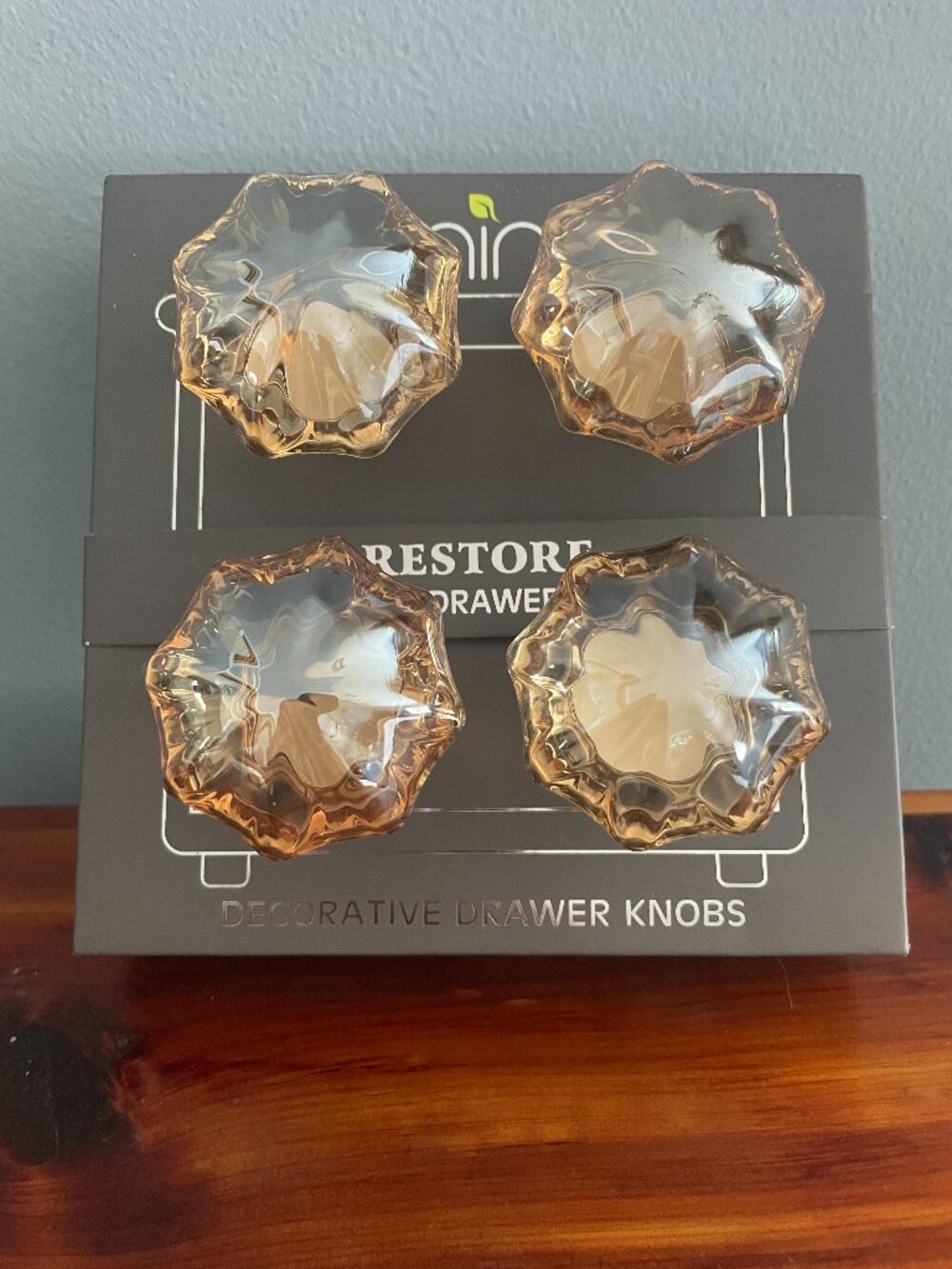 Gold Glass Replacement Knobs Set of 4 Brushed Silver Nickel Base New